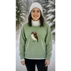 Bua Bue XXL Green Christmas Bird Sweatshirt Top Shirt Cozy Grannycore vintage
